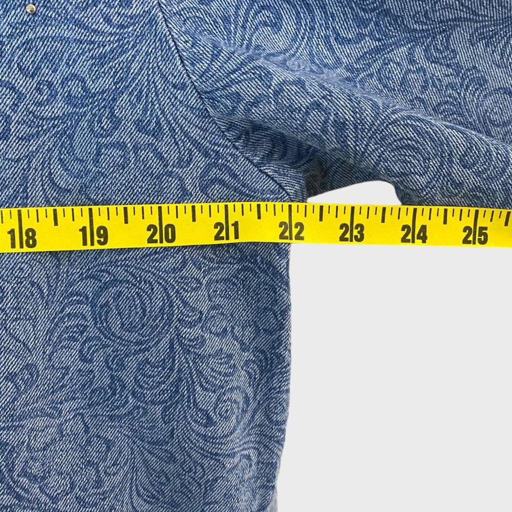 Vintage Saint Germain Blue Floral Motif Western Denim Jacket Women's Size Large - Picture 11 of 13